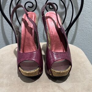 Elegant Maroon Peep-Toe Slingback Heels